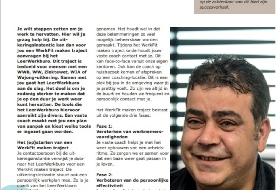 Hand-out WerkFit maken van het LeerWerkburo
